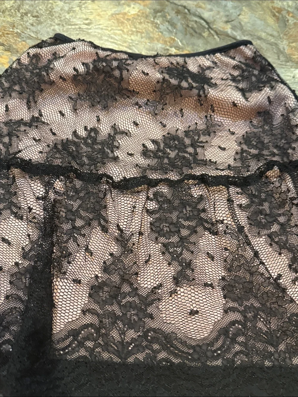 Girls size 16 Black Lace Overlay Skirt with Blush Lining - Picture 6 of 8